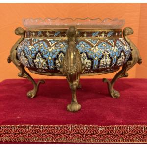 Jardinière bronze cloisonné 