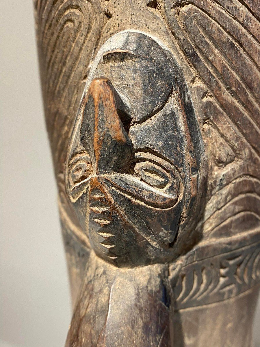 Kundu Drum With 2 Sepik Ramu Masks Papua New Guinea - Art Oceania - Circa 1920-photo-6