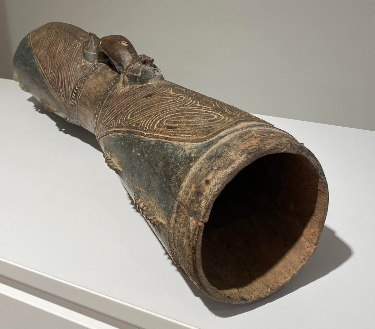 Kundu Drum With 2 Sepik Ramu Masks Papua New Guinea - Art Oceania - Circa 1920-photo-8