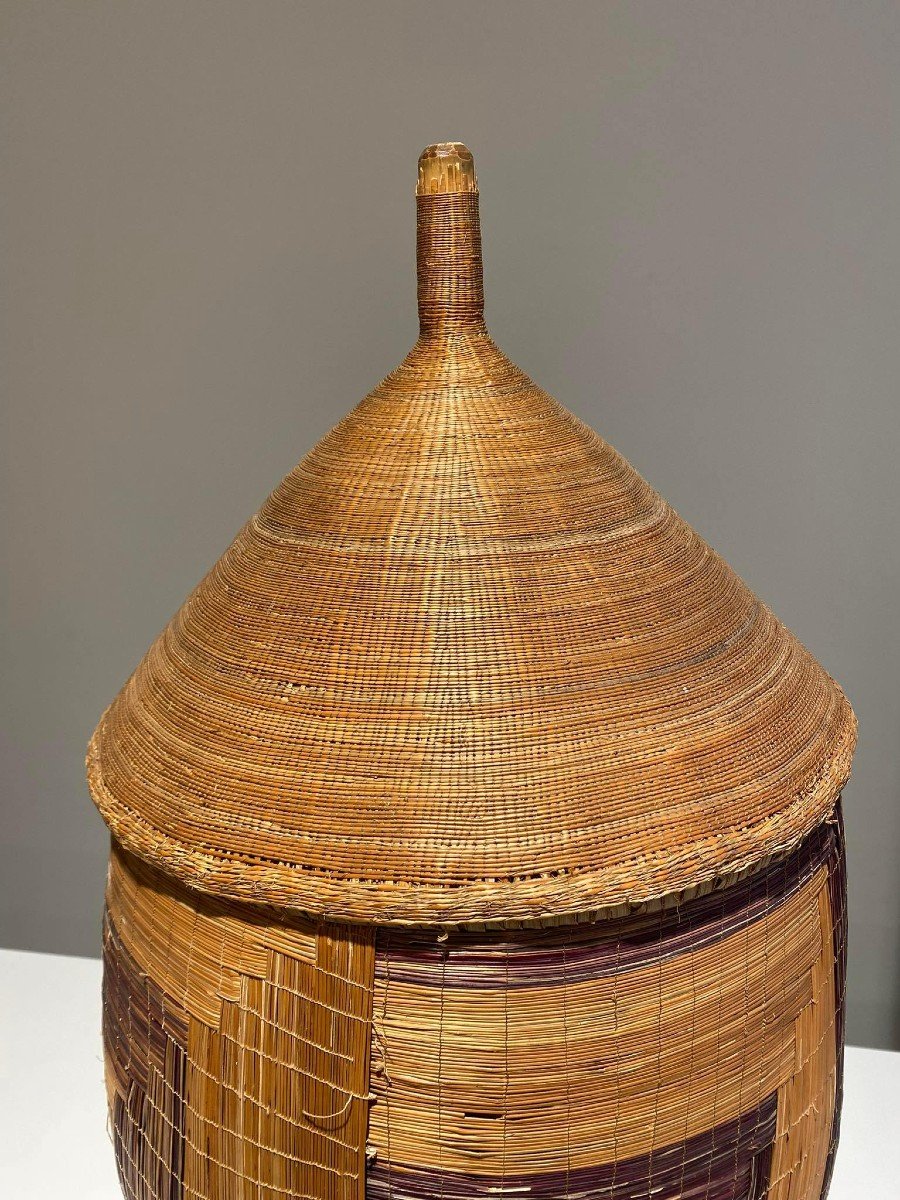 Large Old Tutsi Basket Agaseke/igiseke Type - Rwanda - African Basketry - Early 20th Century-photo-2