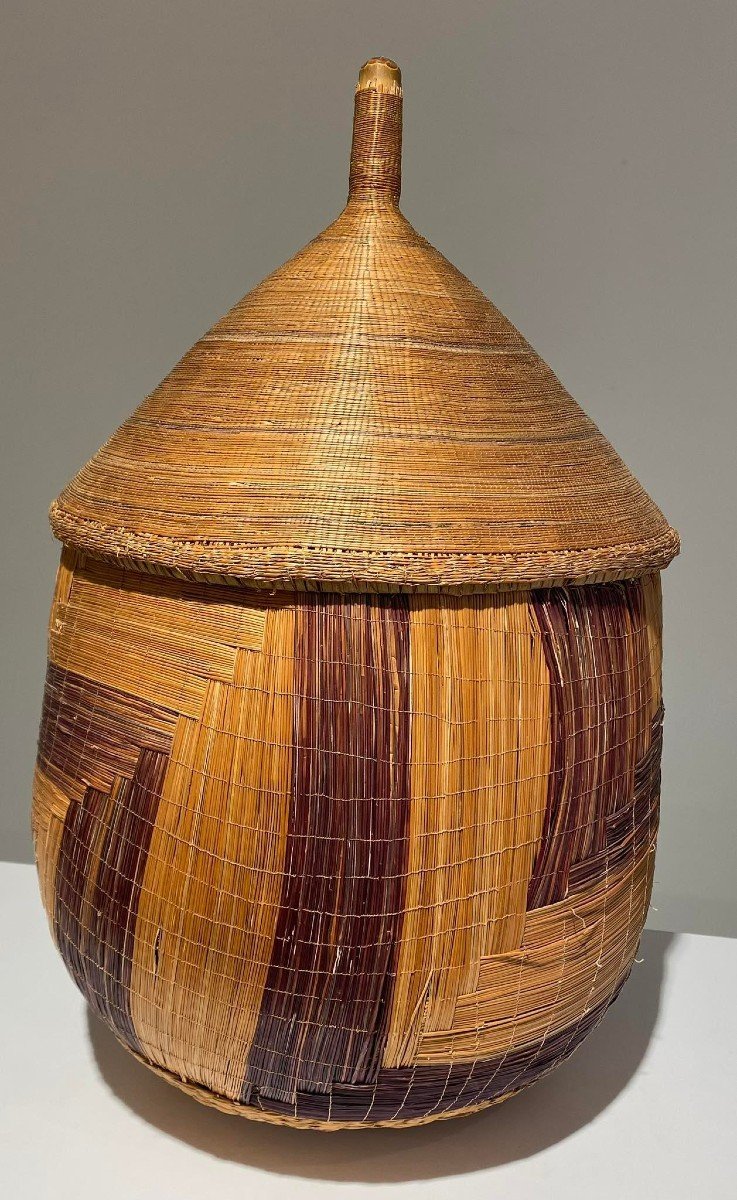 Large Old Tutsi Basket Agaseke/igiseke Type - Rwanda - African Basketry - Early 20th Century-photo-4