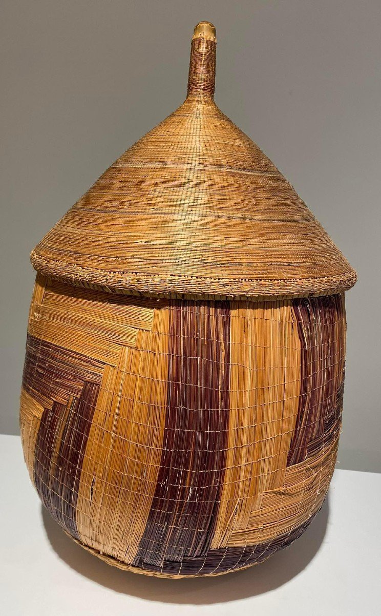 Large Old Tutsi Basket Agaseke/igiseke Type - Rwanda - African Basketry - Early 20th Century-photo-1