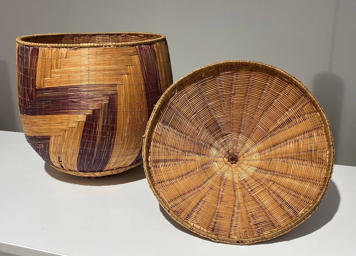 Large Old Tutsi Basket Agaseke/igiseke Type - Rwanda - African Basketry - Early 20th Century-photo-4
