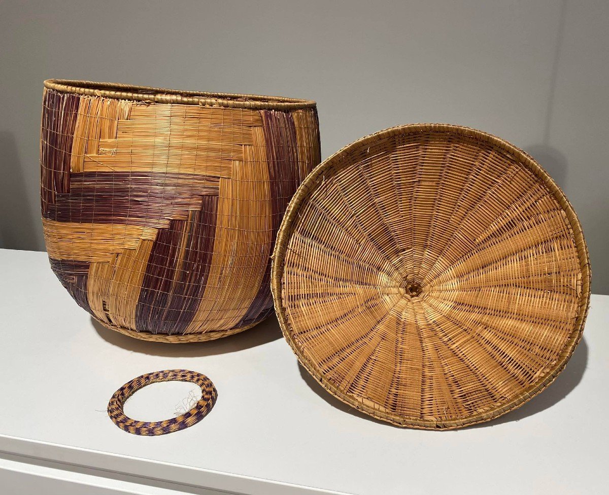 Large Old Tutsi Basket Agaseke/igiseke Type - Rwanda - African Basketry - Early 20th Century-photo-5