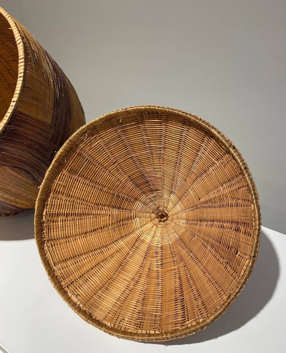 Large Old Tutsi Basket Agaseke/igiseke Type - Rwanda - African Basketry - Early 20th Century-photo-7