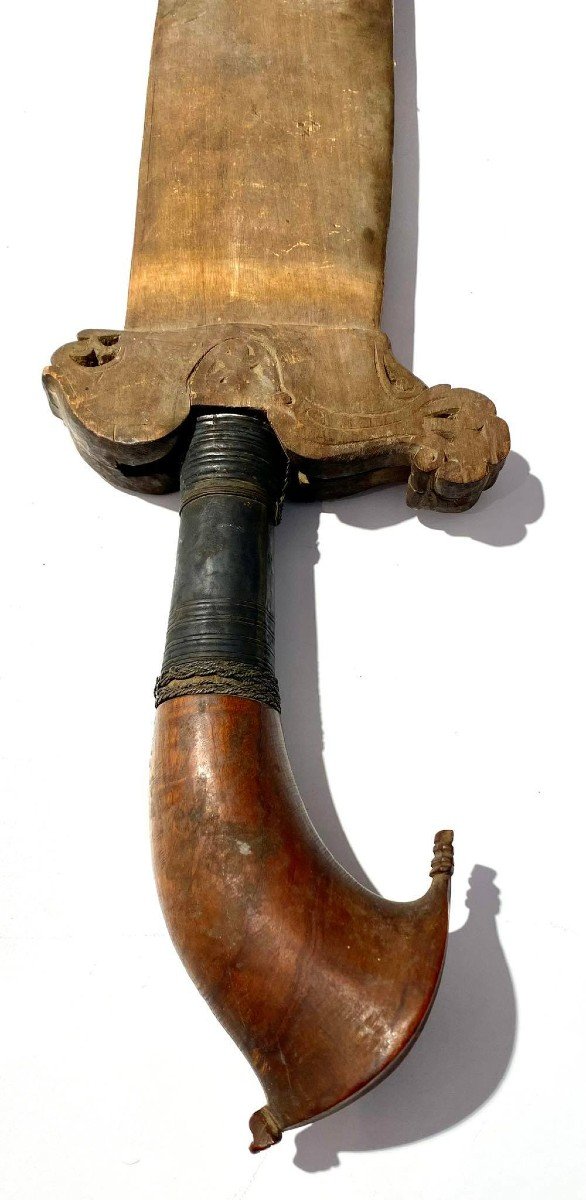 Ancienne Et Exceptionnelle épée Courte Du Type Barong De La Tribu Moro Philippines / 19ème -photo-8