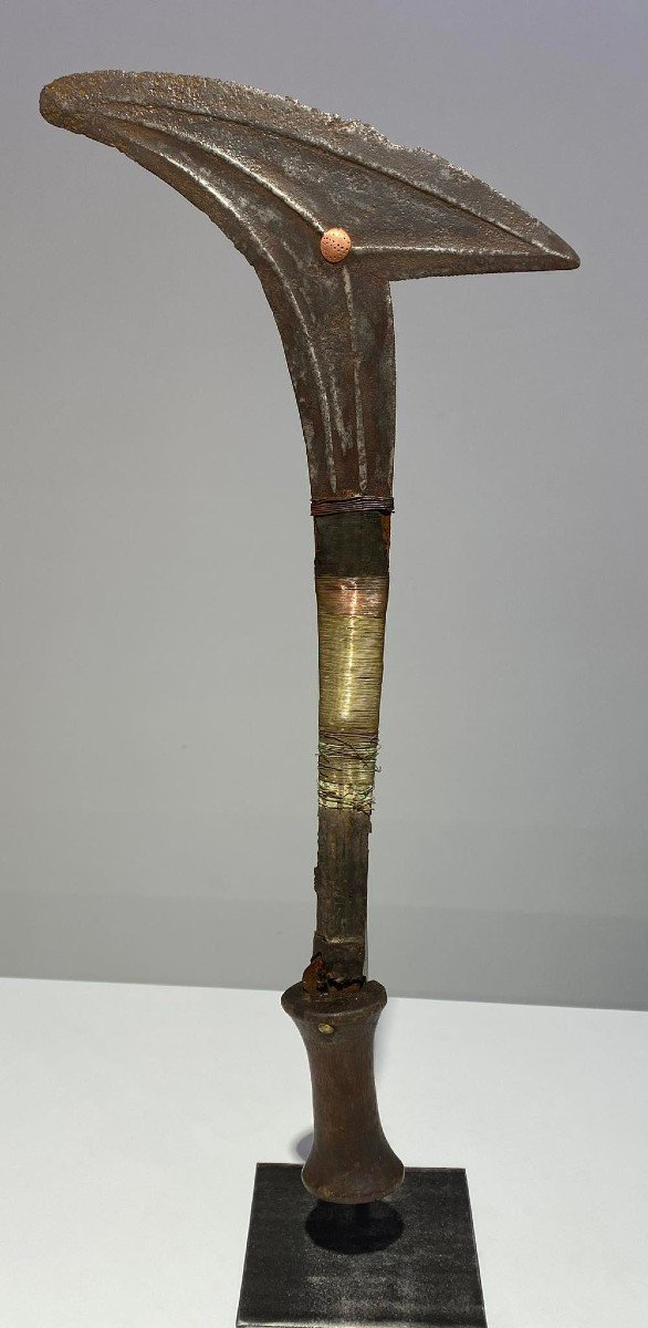 Old And Exceptional Throwing Knife From The Gbaya / Bumali / Njem Tribe Ca1880 Africa Congo-photo-5