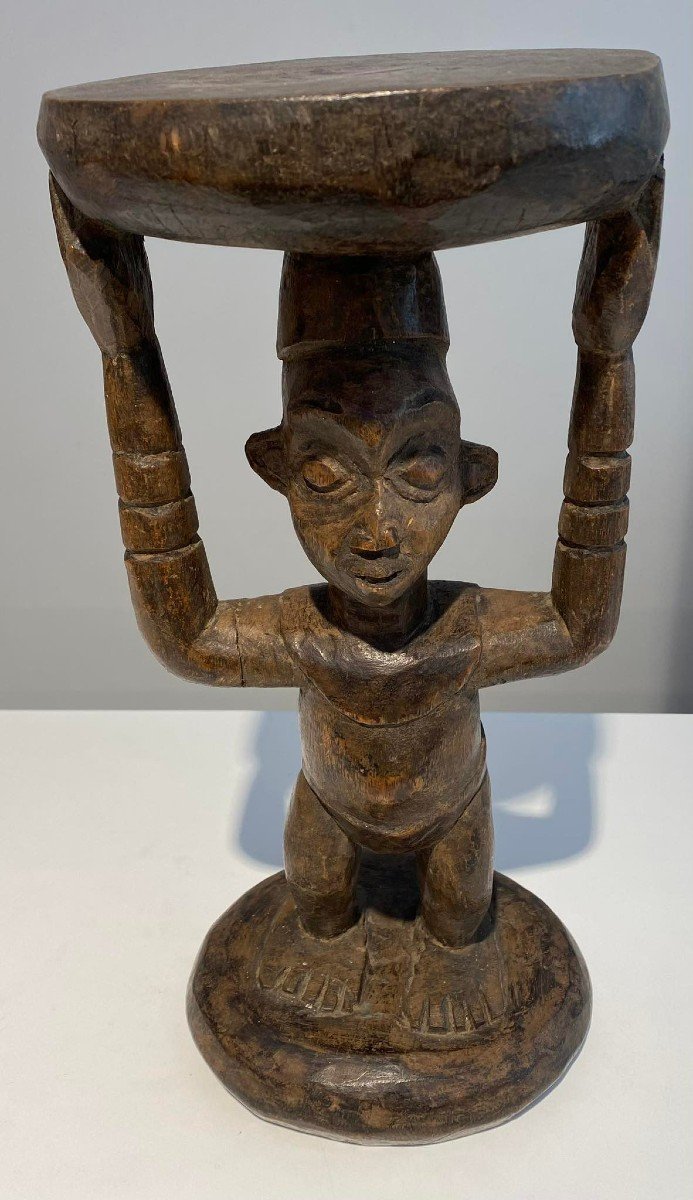 Seat In Cariatide Stool Cameroon Bamileke Tikar Bamum. Beginning Of The 20th Century.exceptional-photo-2