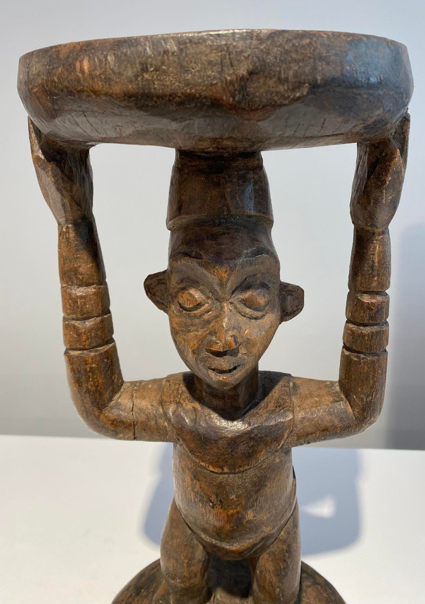 Seat In Cariatide Stool Cameroon Bamileke Tikar Bamum. Beginning Of The 20th Century.exceptional-photo-3