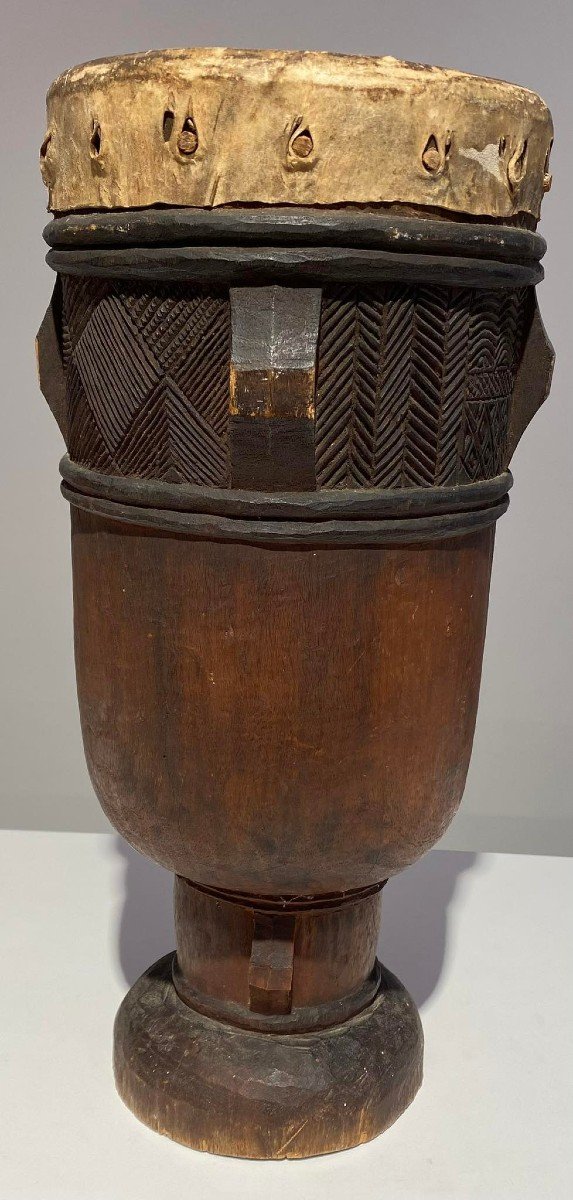 Drum From The Tshokwe / Chokwe Tribe - Dr Congo African Art Angola - Early 20th-photo-2