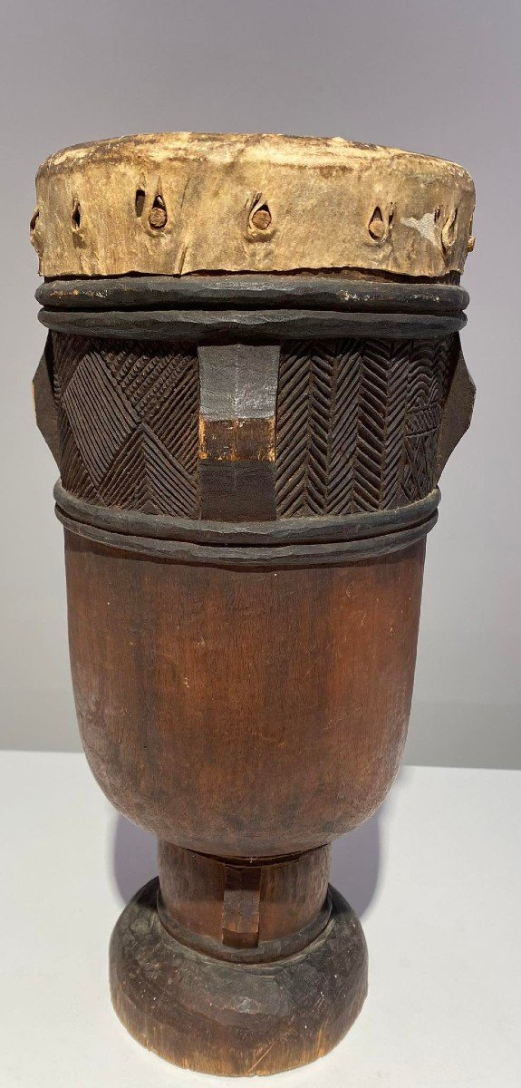 Drum From The Tshokwe / Chokwe Tribe - Dr Congo African Art Angola - Early 20th-photo-3