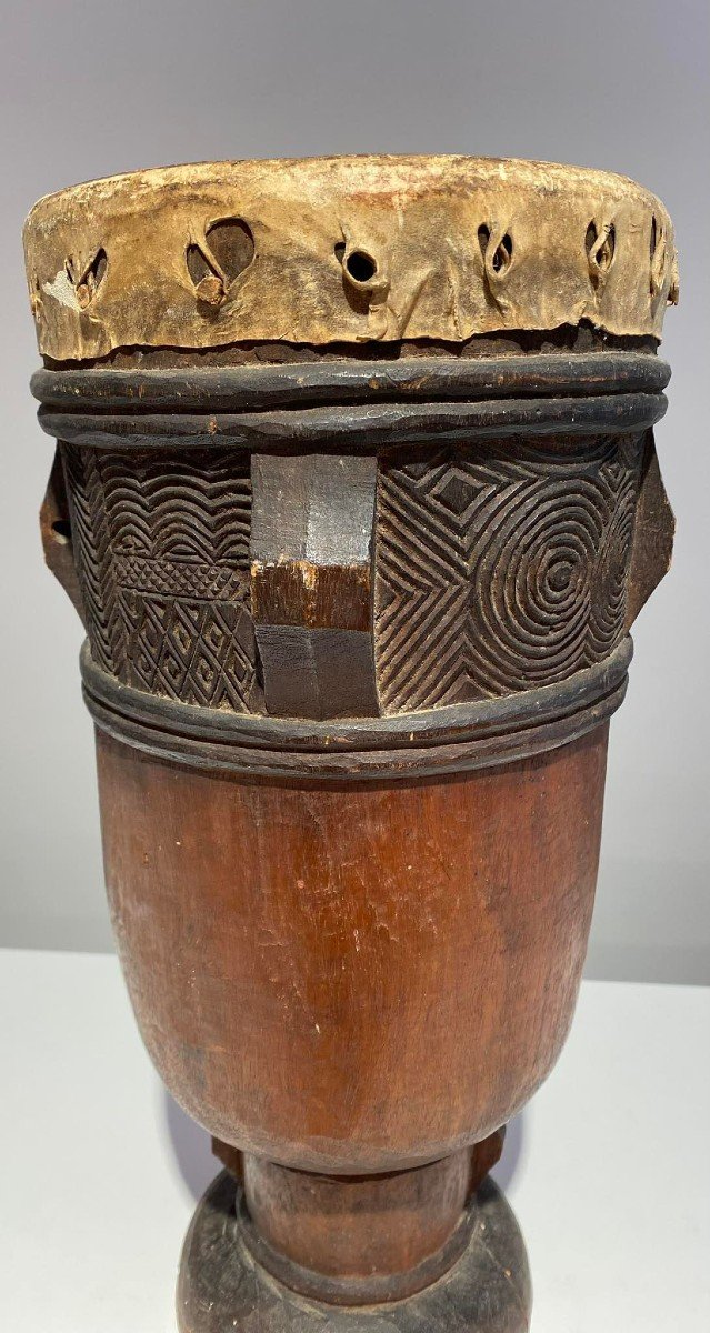 Drum From The Tshokwe / Chokwe Tribe - Dr Congo African Art Angola - Early 20th-photo-4