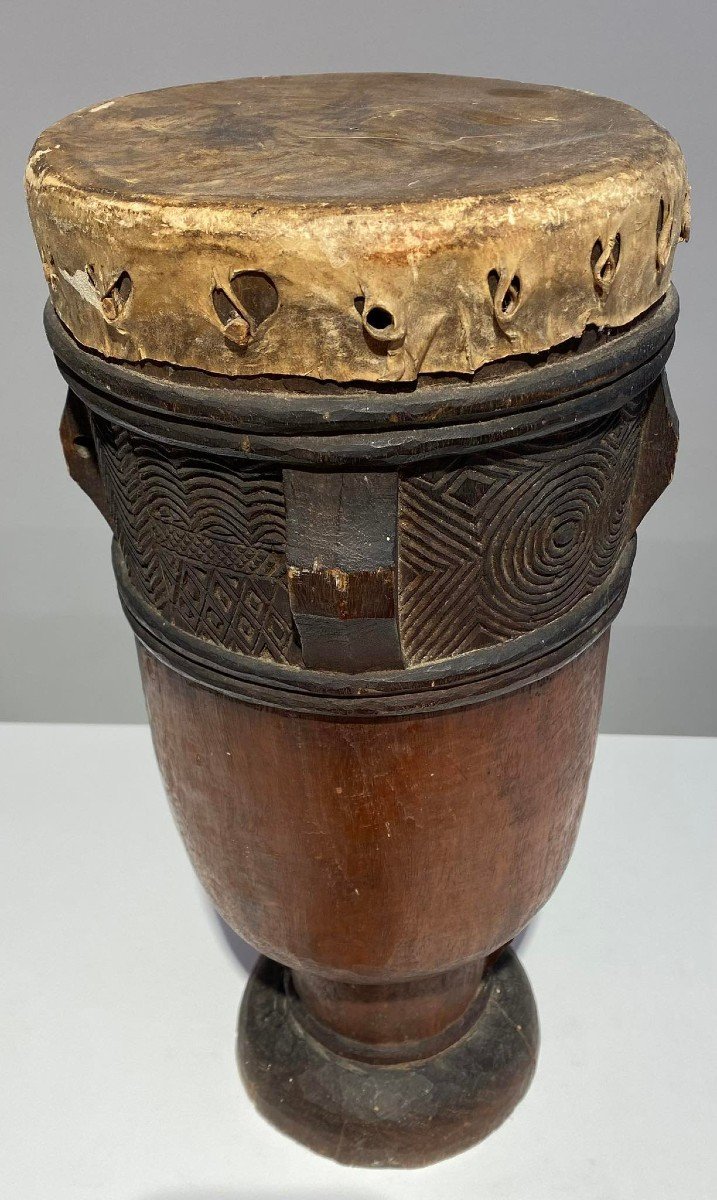 Drum From The Tshokwe / Chokwe Tribe - Dr Congo African Art Angola - Early 20th-photo-1