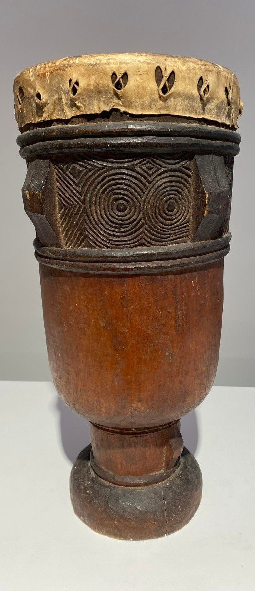 Drum From The Tshokwe / Chokwe Tribe - Dr Congo African Art Angola - Early 20th-photo-2