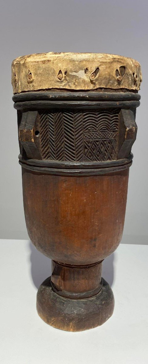 Drum From The Tshokwe / Chokwe Tribe - Dr Congo African Art Angola - Early 20th-photo-4