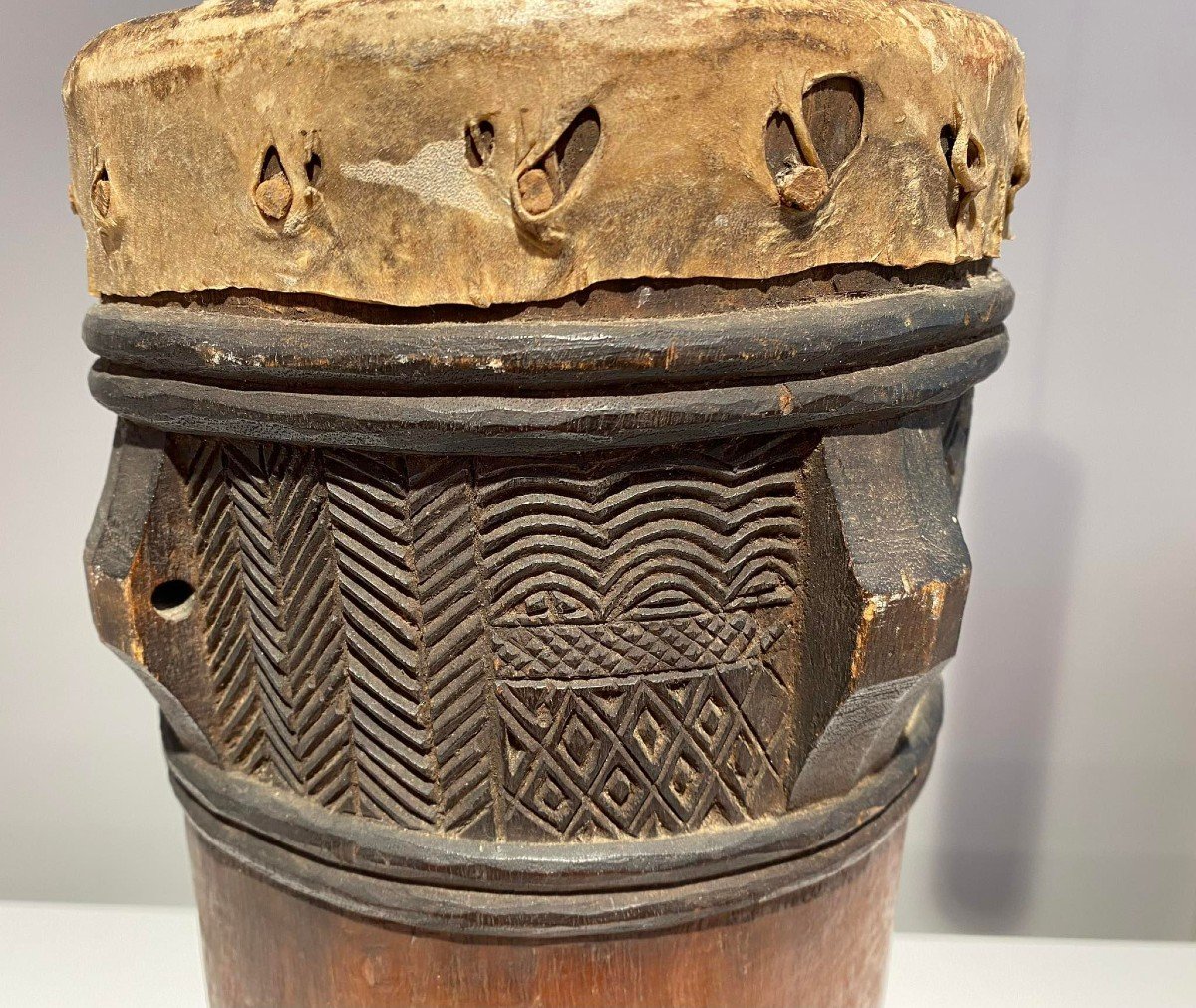 Drum From The Tshokwe / Chokwe Tribe - Dr Congo African Art Angola - Early 20th-photo-6