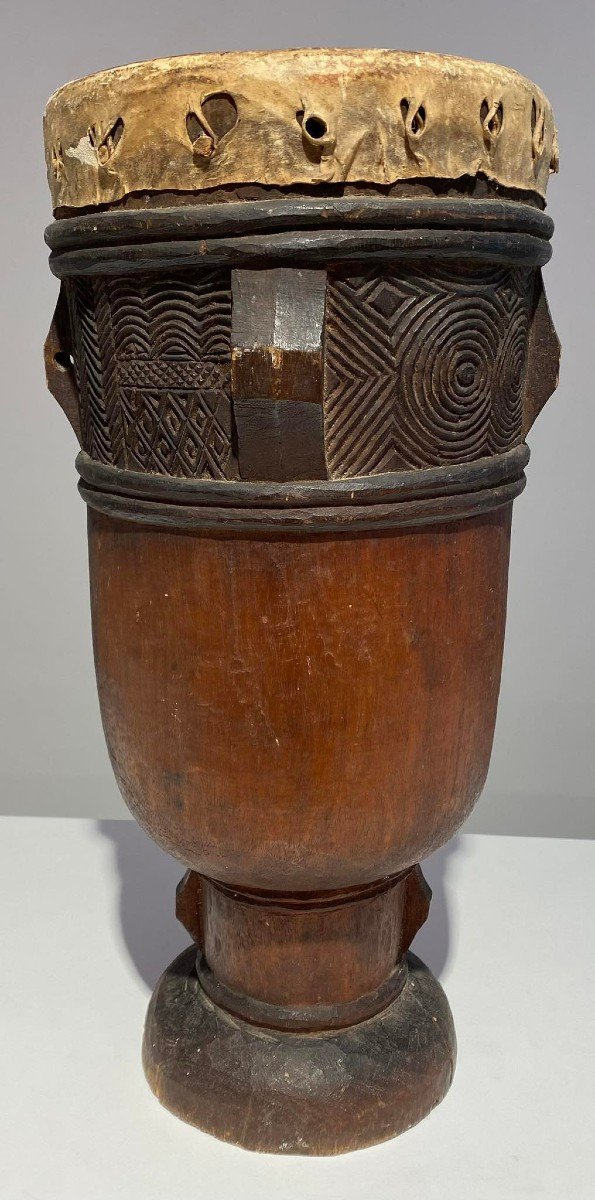 Tambour De La Tribu Tshokwe / Chokwe  - Dr Congo Art Africain Angola - Début 20ème