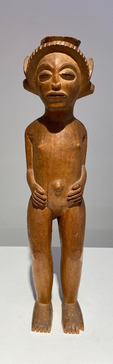 Old Rare Statue Of The Tshokwe / Chokwe Tribe - Dr Congo African Art Angola - Early 20th C.-photo-2