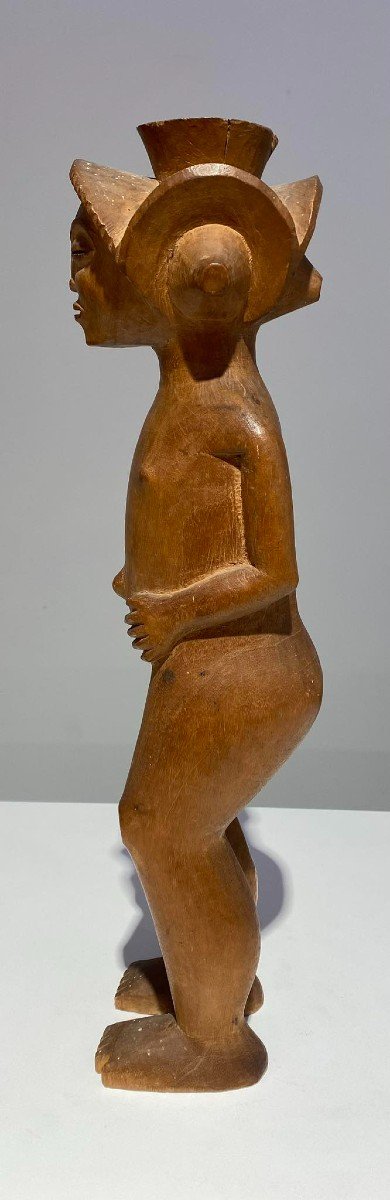 Old Rare Statue Of The Tshokwe / Chokwe Tribe - Dr Congo African Art Angola - Early 20th C.-photo-3