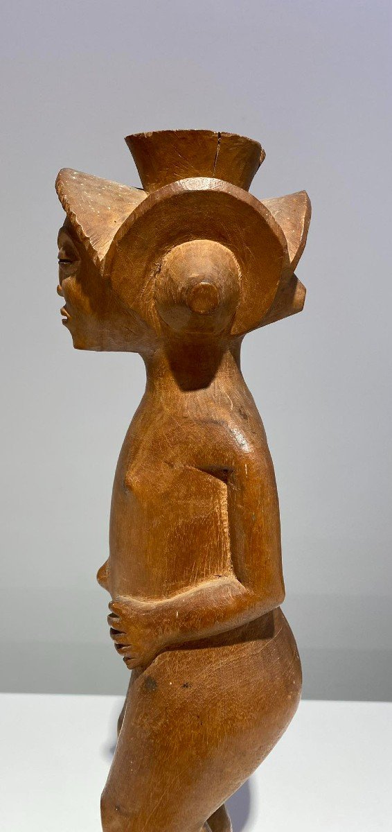 Old Rare Statue Of The Tshokwe / Chokwe Tribe - Dr Congo African Art Angola - Early 20th C.-photo-4