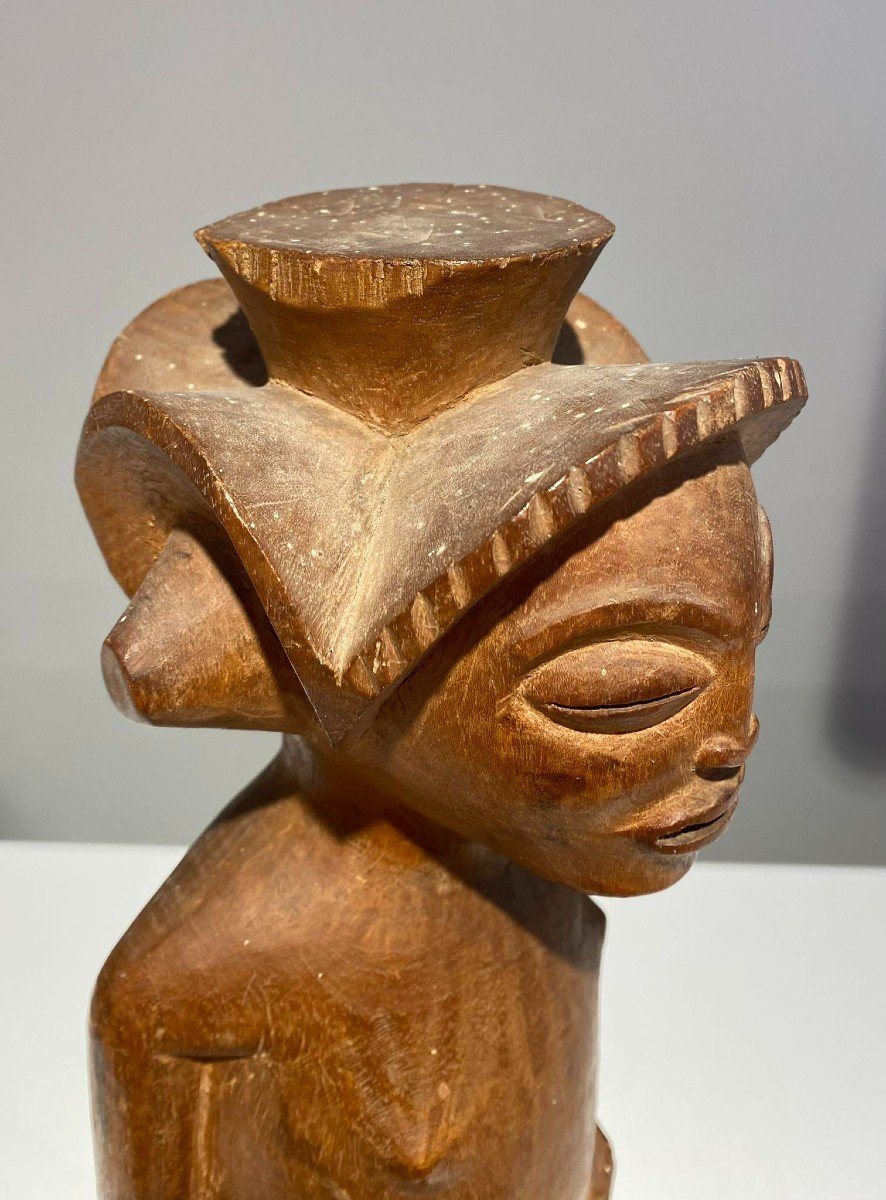 Old Rare Statue Of The Tshokwe / Chokwe Tribe - Dr Congo African Art Angola - Early 20th C.-photo-8