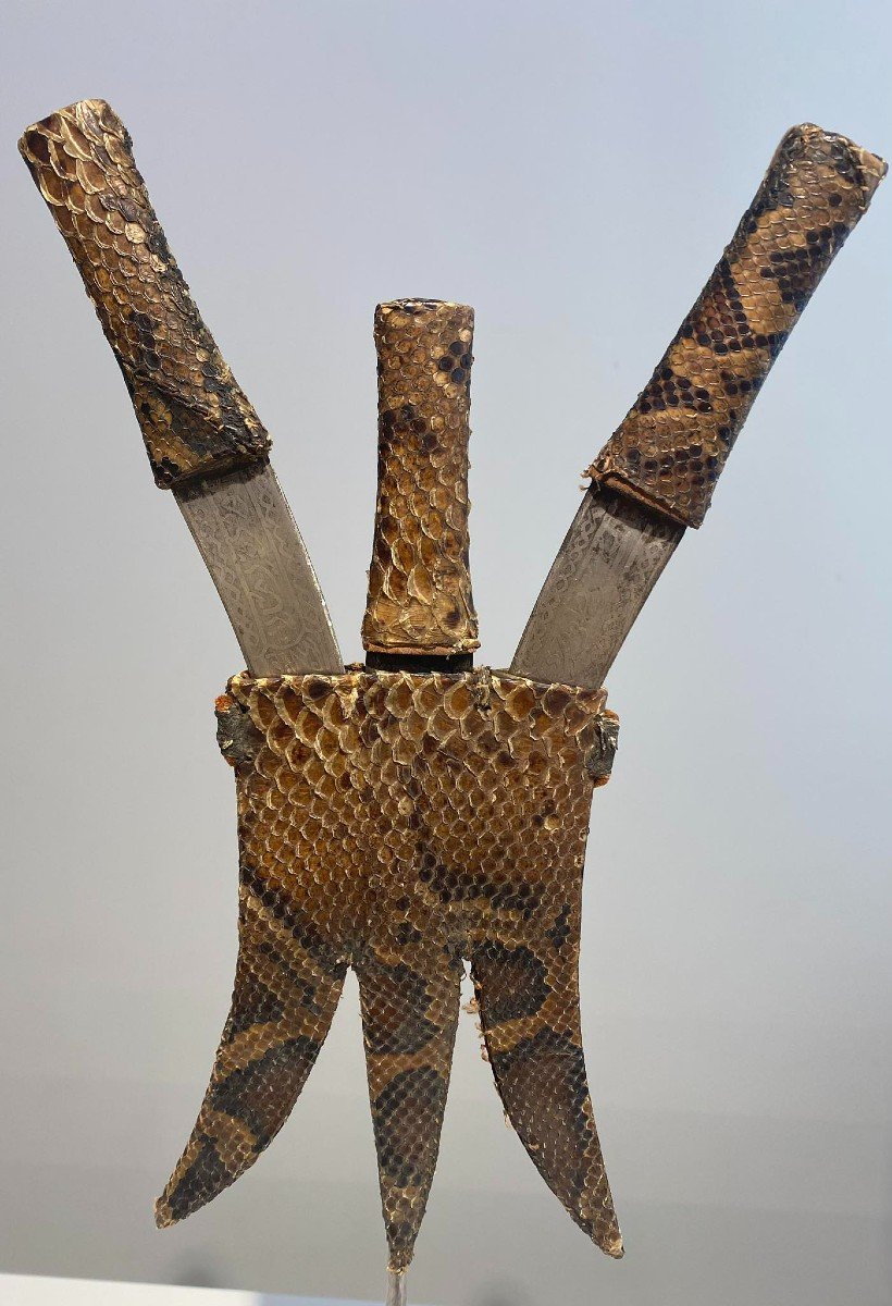 3 Ancient Exceptional Knives Sudan Mahdist Darfur Egyptian Africa Ca1880-1900 Not Congo-photo-2