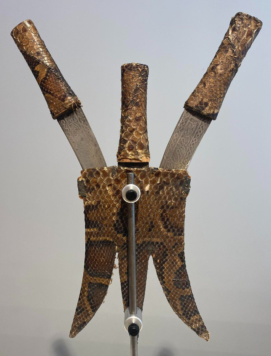 3 Ancient Exceptional Knives Sudan Mahdist Darfur Egyptian Africa Ca1880-1900 Not Congo-photo-4