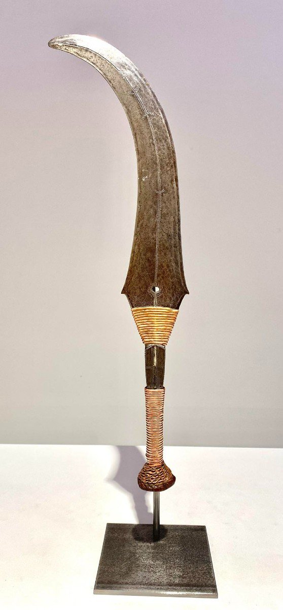 Epée Courbe Exceptionnel Couteau De La Tribu Yakoma/ngbandi Dr Congo Ubangi - Afrique - Ca 1880-photo-5
