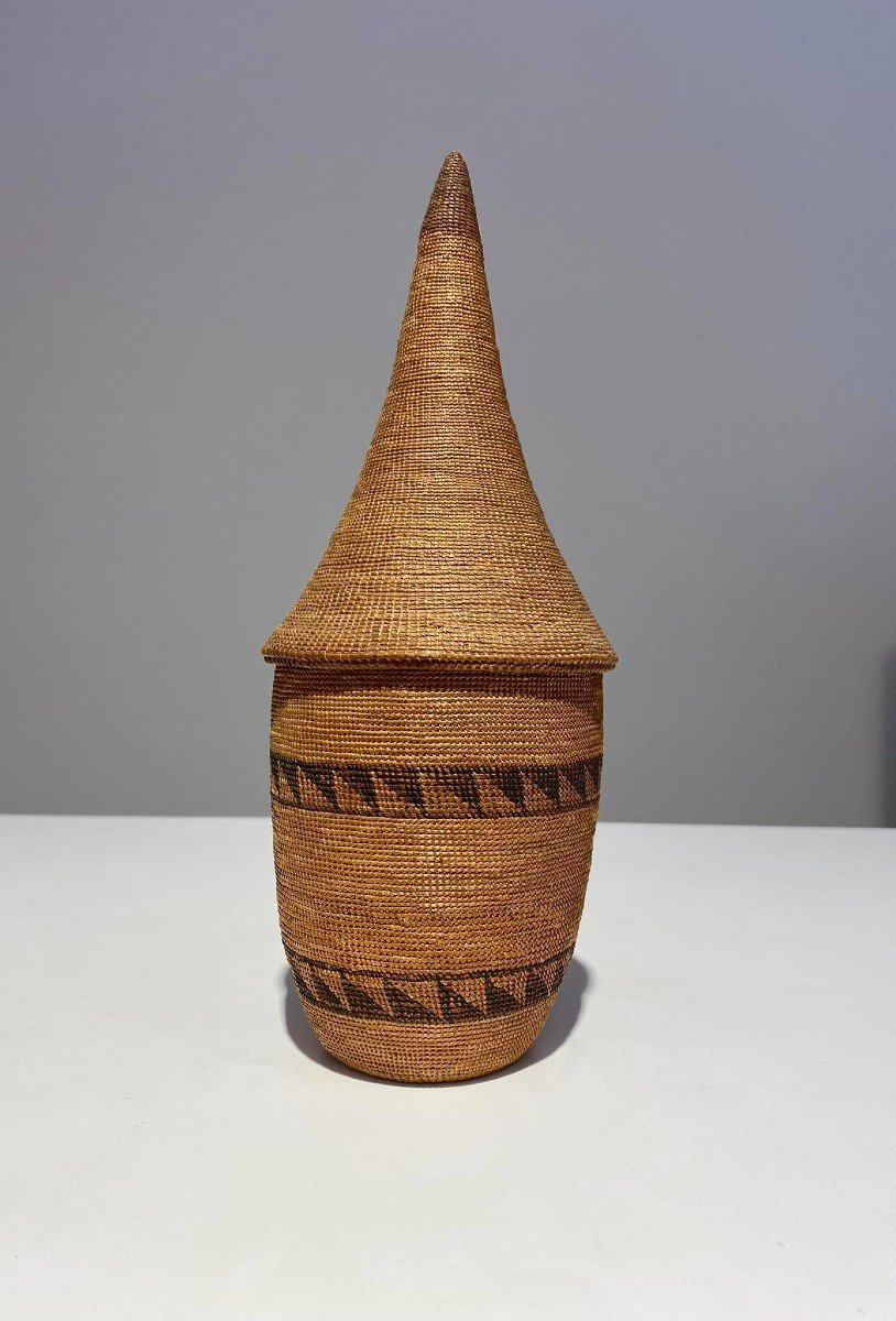 Old Tutsi Basket Ibeseke/igiseke Type - Rwanda - African Basketry - Late 19th Century Congo-photo-2