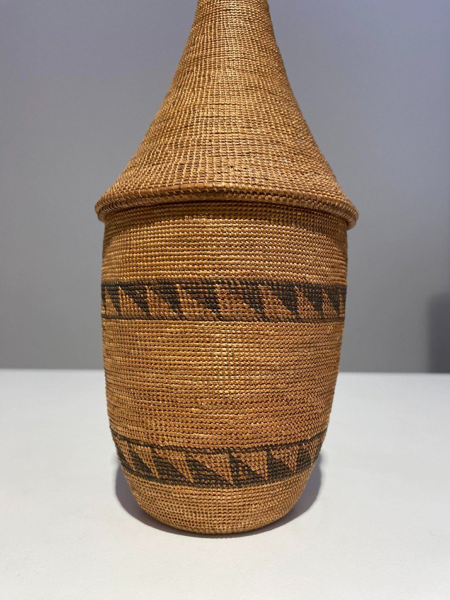 Old Tutsi Basket Ibeseke/igiseke Type - Rwanda - African Basketry - Late 19th Century Congo-photo-3