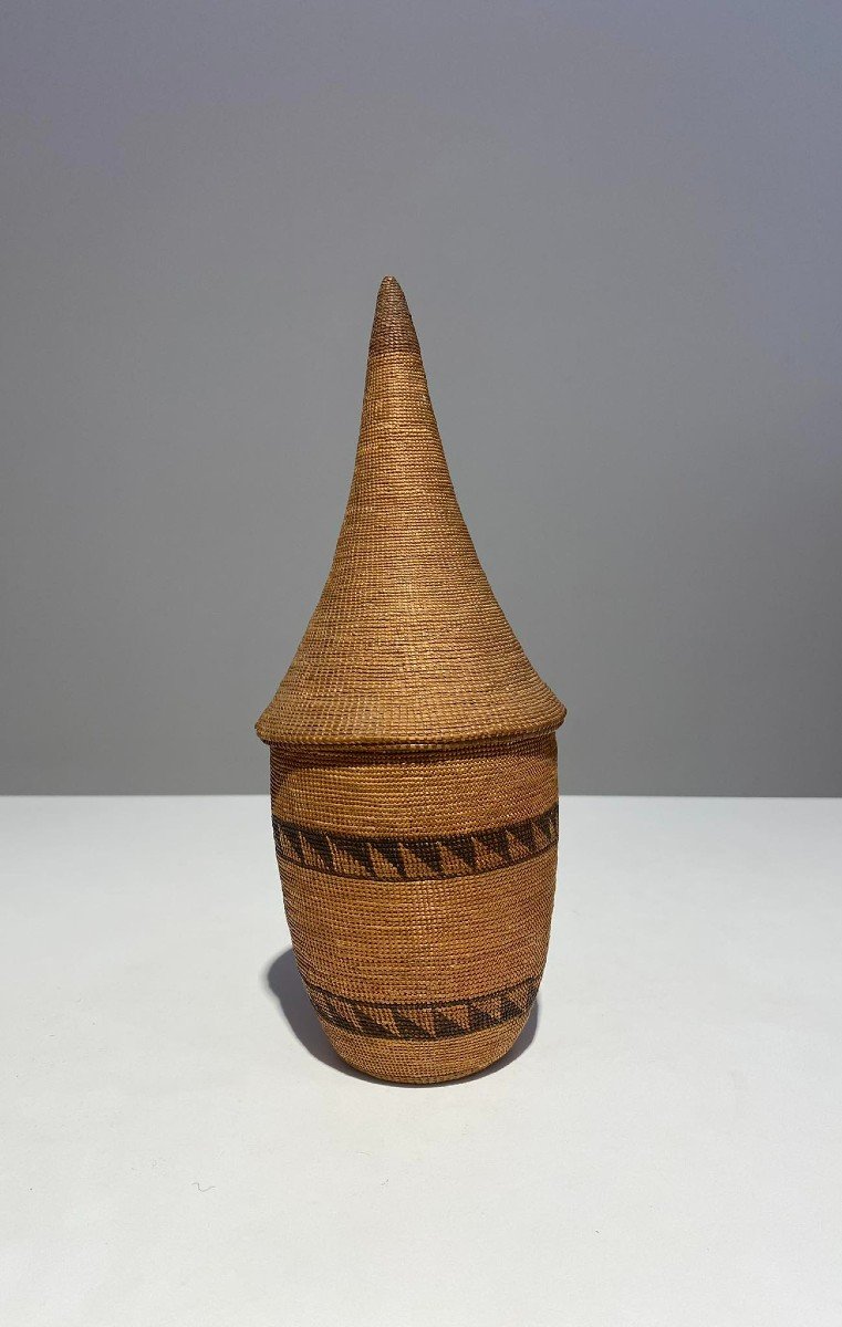 Old Tutsi Basket Ibeseke/igiseke Type - Rwanda - African Basketry - Late 19th Century Congo-photo-3