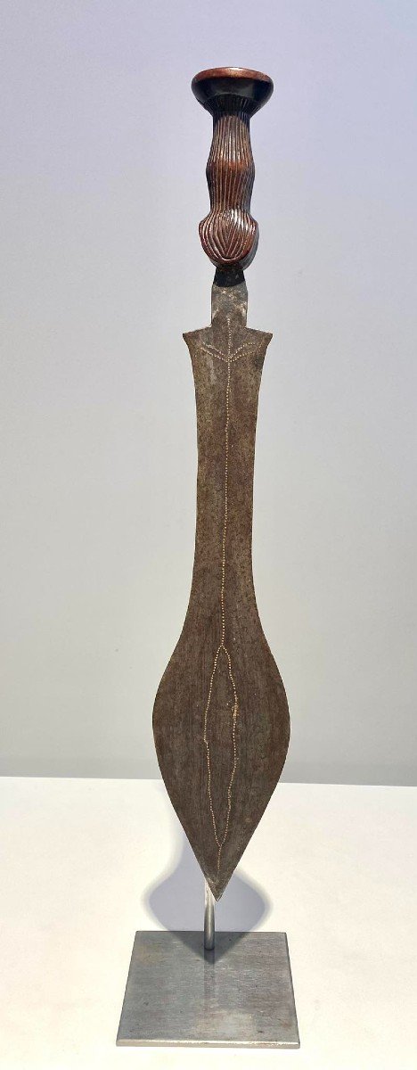  Exceptionnel Rare Couteau Glaive De La Tribu Luba / Luluwa /Nkutshu Dr Congo - Afrique Ca 1900-photo-3