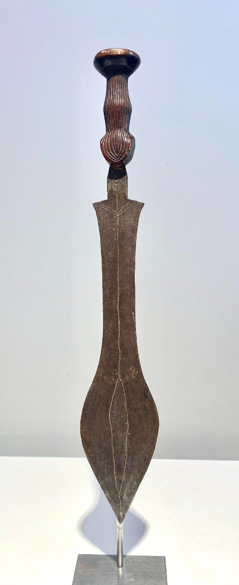  Exceptionnel Rare Couteau Glaive De La Tribu Luba / Luluwa /Nkutshu Dr Congo - Afrique Ca 1900-photo-5