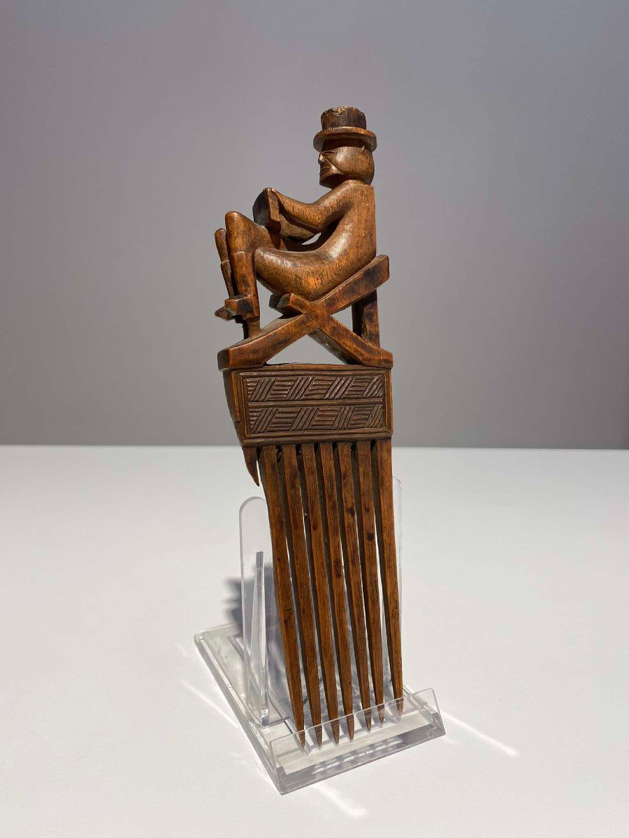 Ancient Comb From The Tshokwe / Chokwe Lwena Tribe - Dr Congo African Art Angola 1900 Tribal Art-photo-1