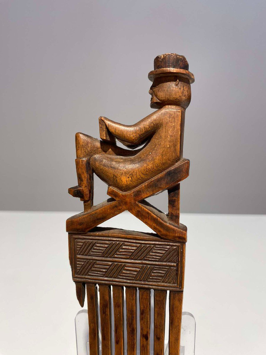 Ancient Comb From The Tshokwe / Chokwe Lwena Tribe - Dr Congo African Art Angola 1900 Tribal Art-photo-2