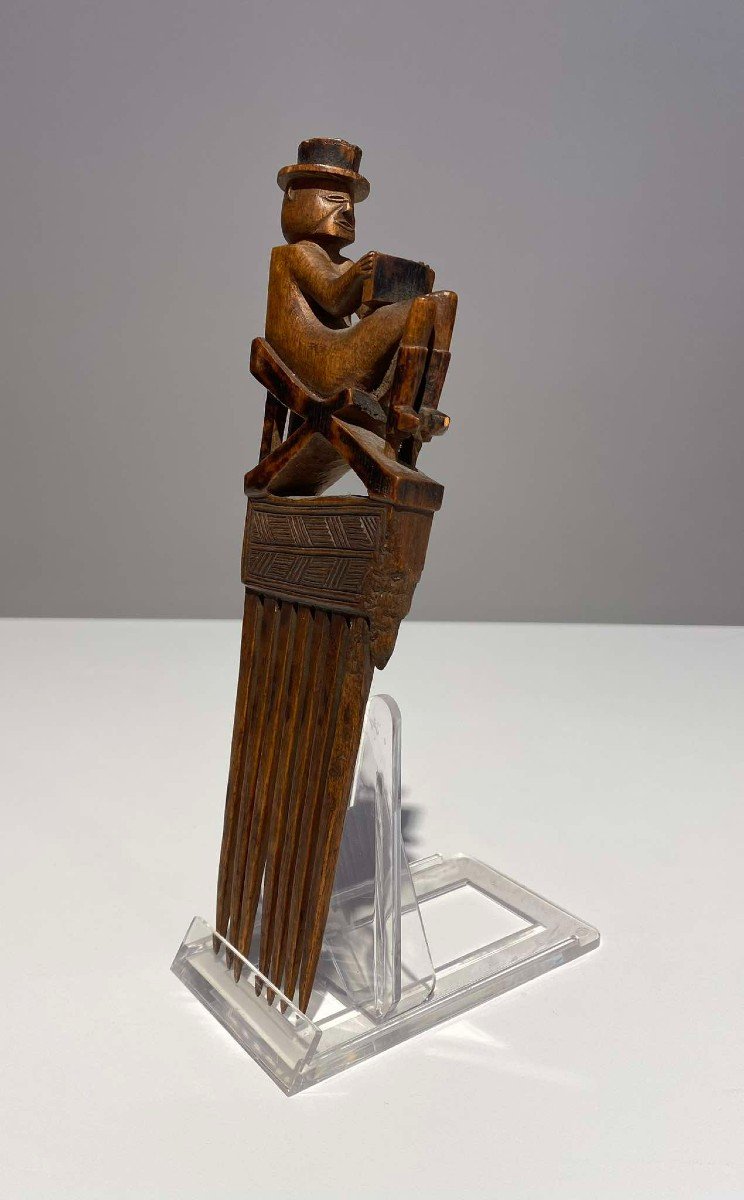 Ancient Comb From The Tshokwe / Chokwe Lwena Tribe - Dr Congo African Art Angola 1900 Tribal Art-photo-4