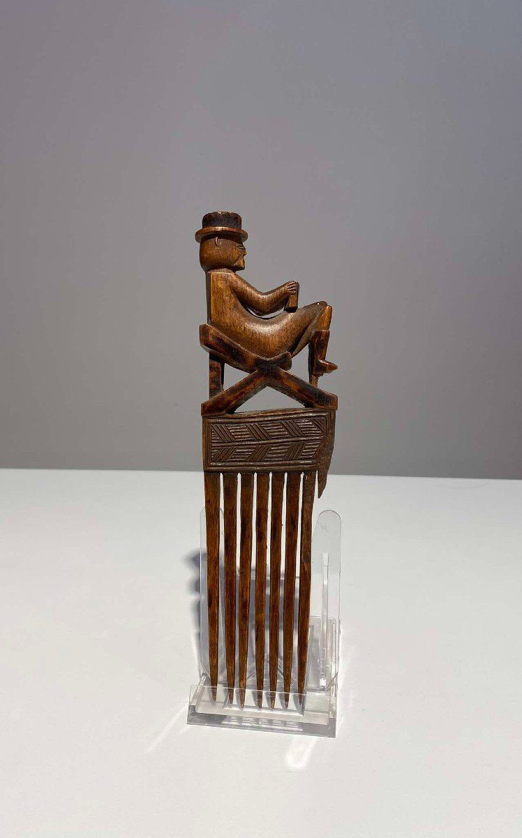 Ancient Comb From The Tshokwe / Chokwe Lwena Tribe - Dr Congo African Art Angola 1900 Tribal Art-photo-6