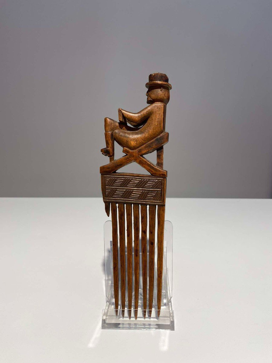 Ancient Comb From The Tshokwe / Chokwe Lwena Tribe - Dr Congo African Art Angola 1900 Tribal Art