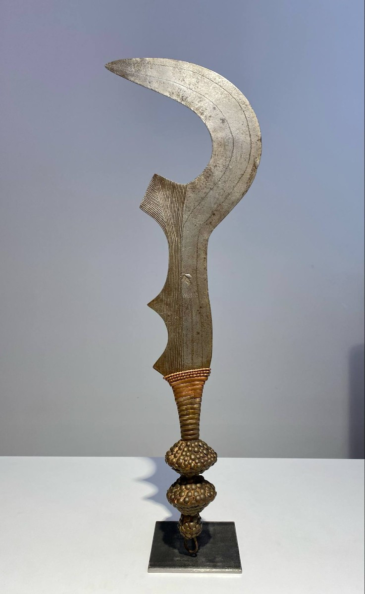 Ancien Exceptionnel Rare Couteau Ngulu De La Tribu Ngombe Doko Ngbaka Dr Congo Afrique Ca 1900-photo-2