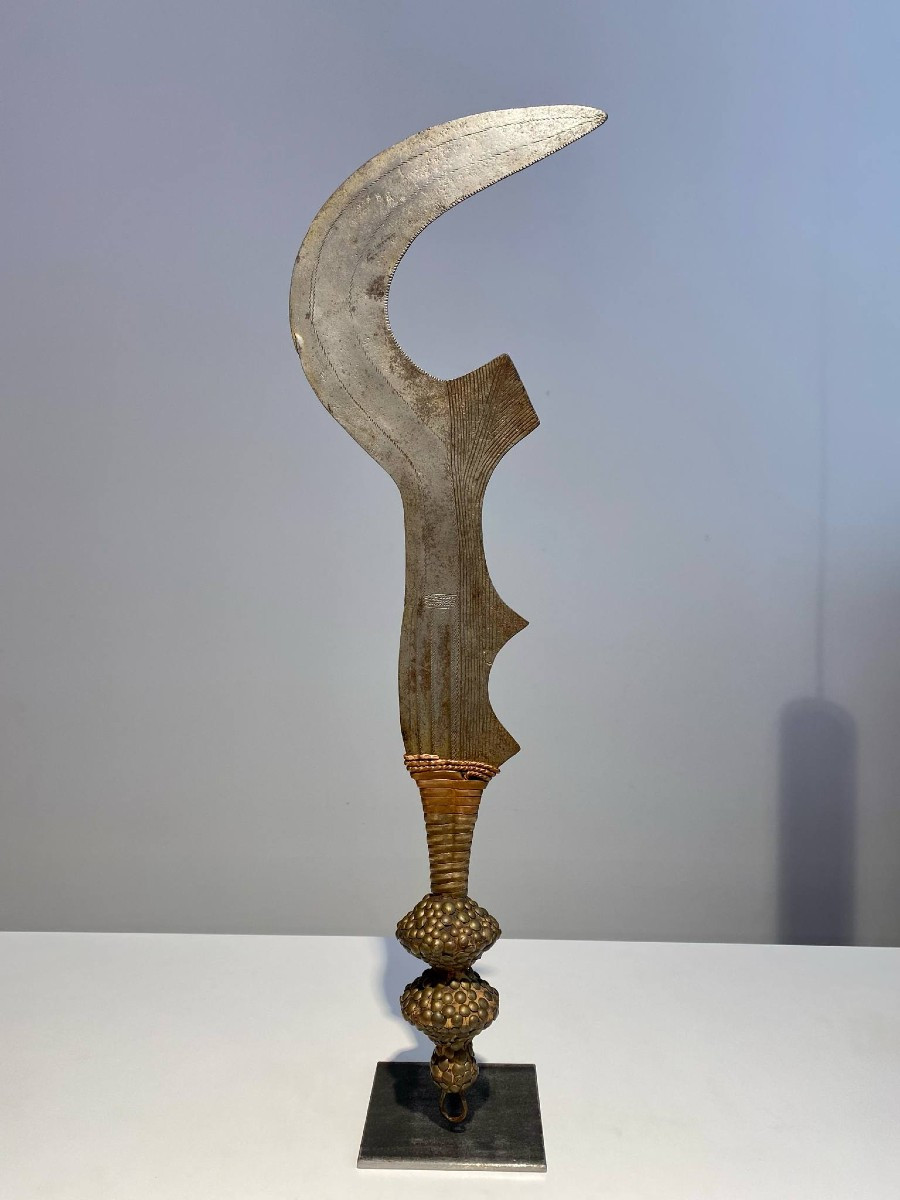 Ancien Exceptionnel Rare Couteau Ngulu De La Tribu Ngombe Doko Ngbaka Dr Congo Afrique Ca 1900-photo-3