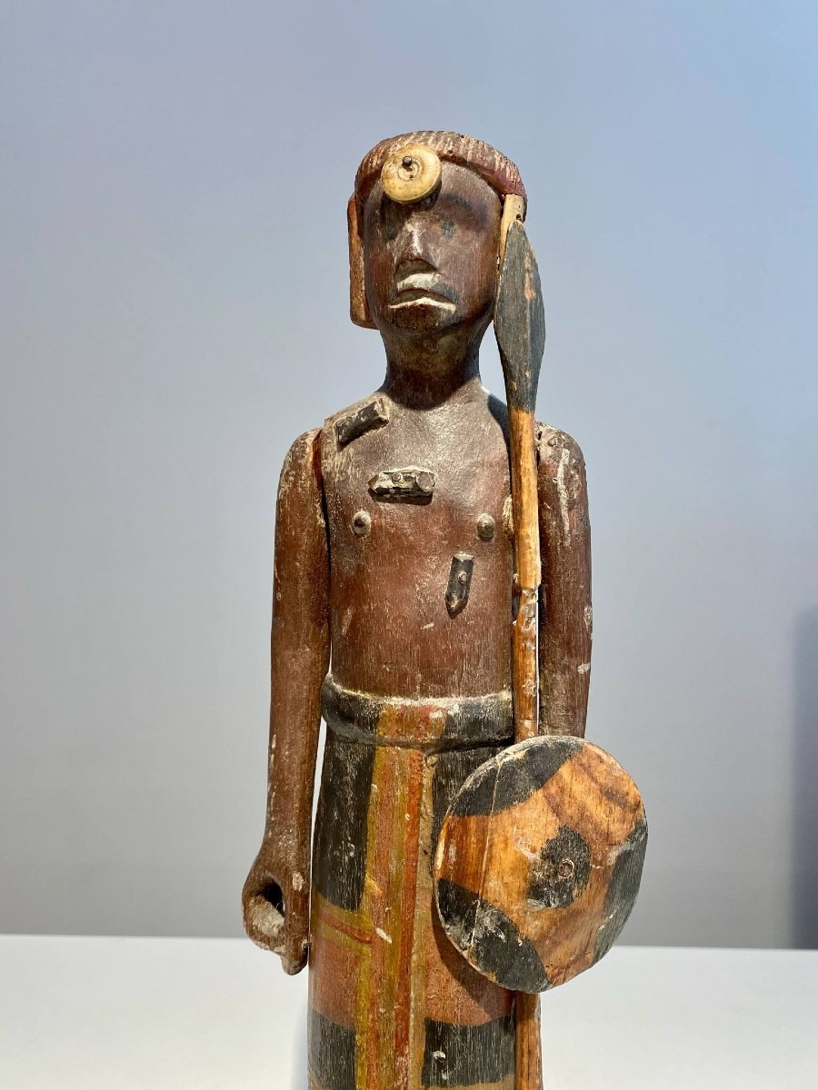 Wooden Statue Of A Sakalava Or Bara Warrior - African Madagascar - 19th Century Tribal Pas Congo-photo-3