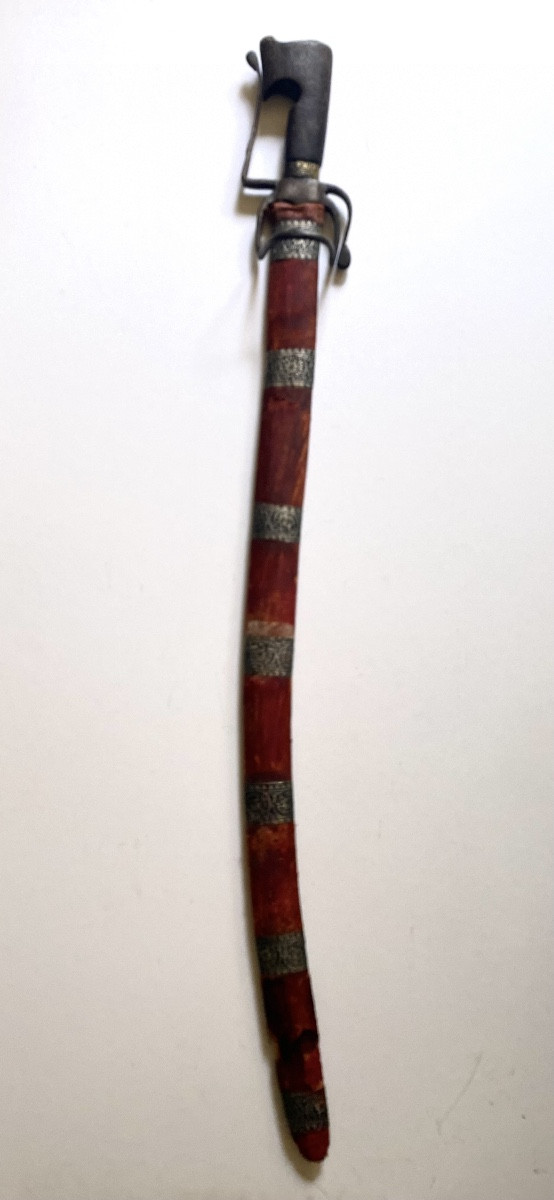 Antique Moroccan Berber Amazigh Nimcha Sword, Early 19th Century, With Scabbard -photo-3