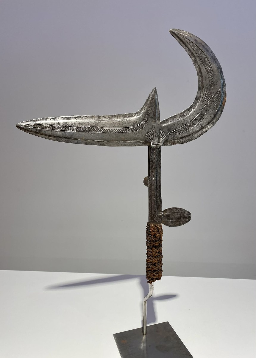 Old And Rare Kipinga Jet Knife Ngbaka Tribe Ngombe Bwaka Congo Central Africa -1880-photo-3
