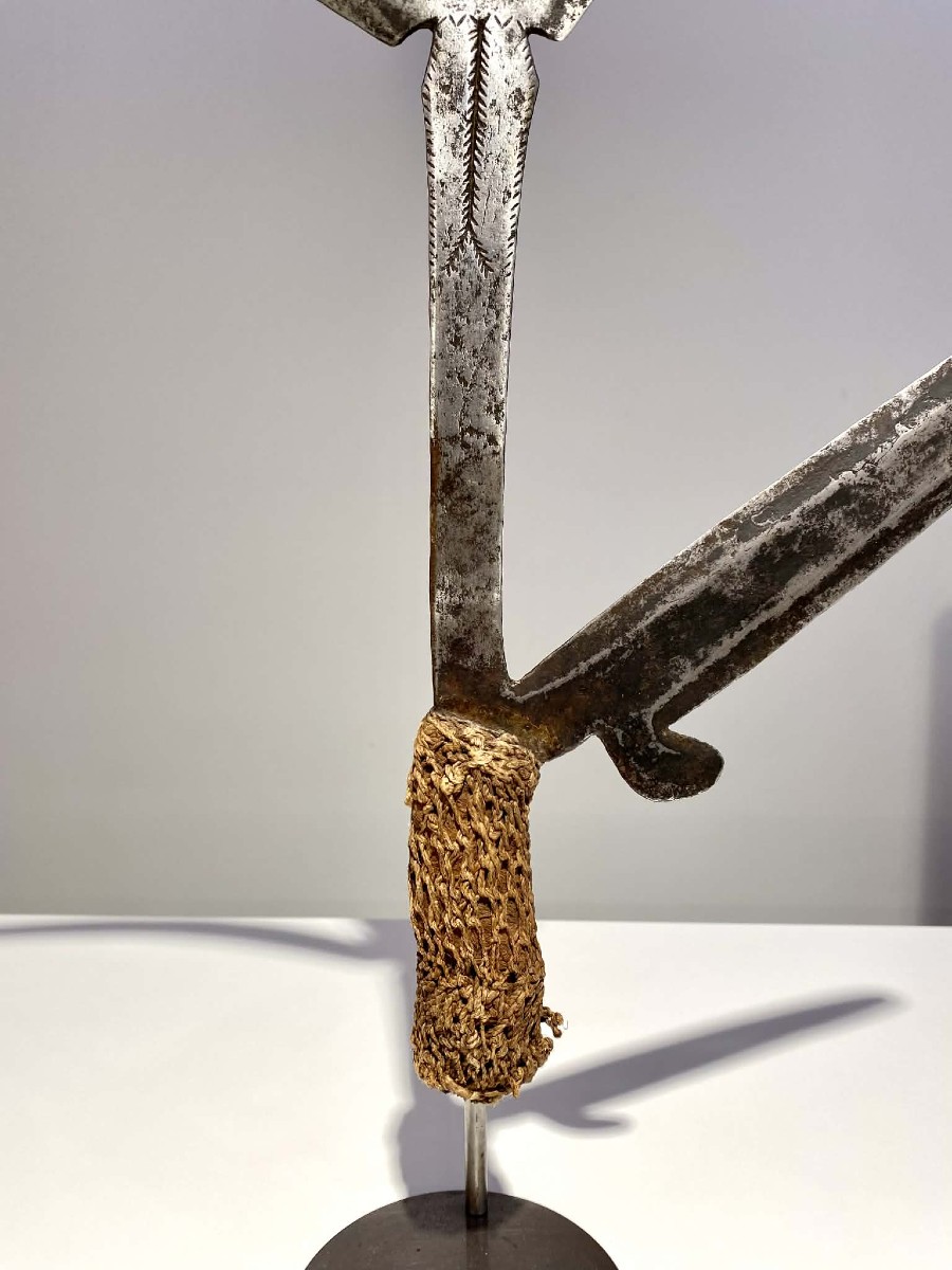 Ancien Et Exceptionnel Couteau De Jet Kipinga Tribu Nsakara Bandia Zande Avungara Congo -1880-photo-2