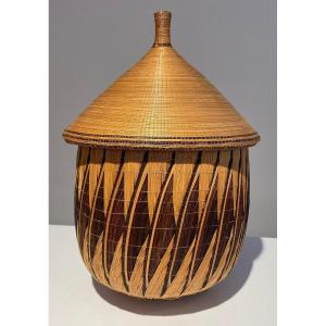 Large Old Tutsi Basket Agaseke/igiseke Type - Rwanda - African Basketry - Early 20th Century