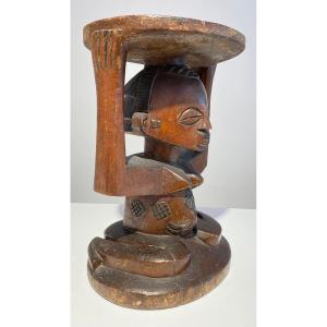 Caryatid Seat Royal Tabouret Luba Rd Congo Early 20th Century. Exceptional Piece!!!