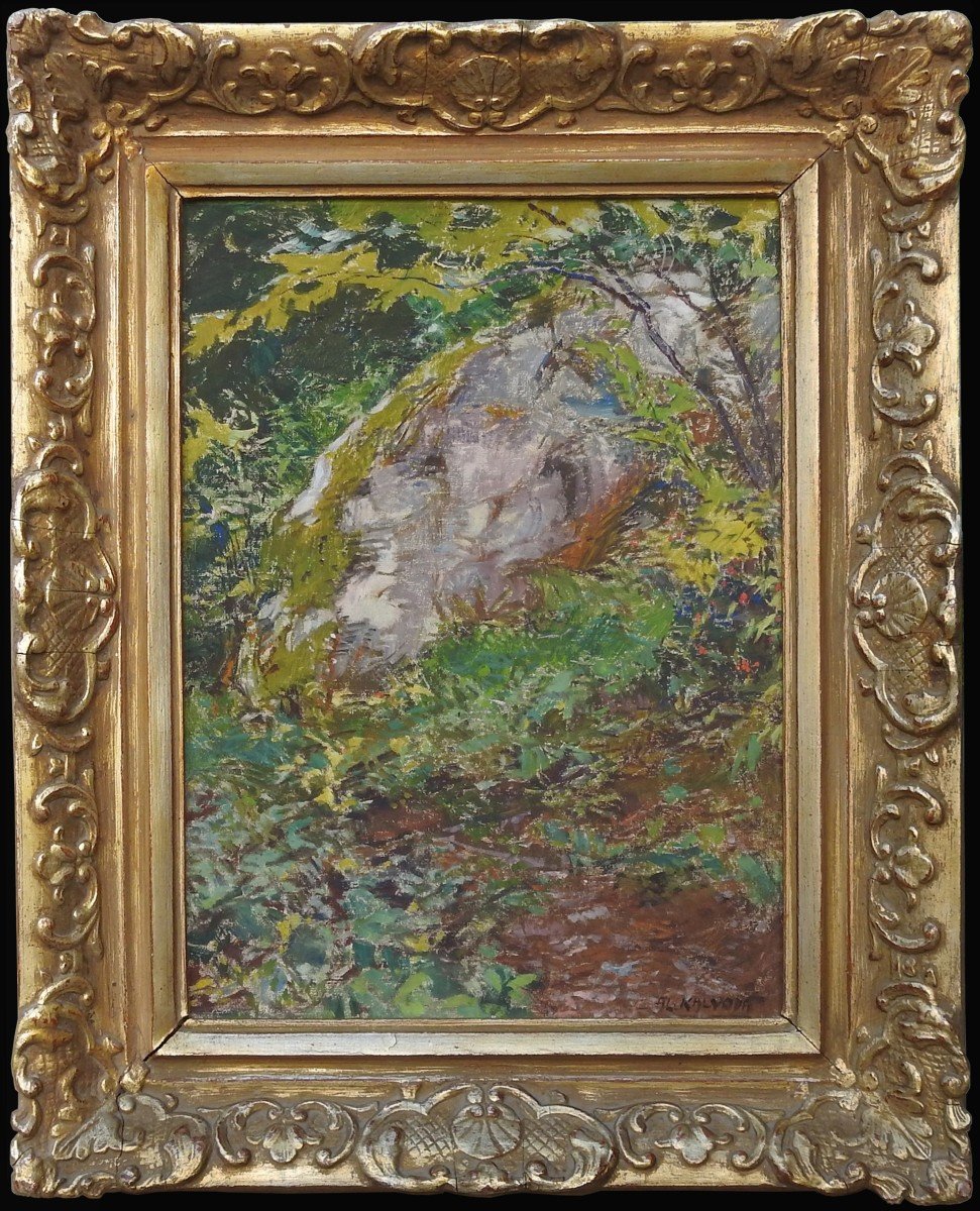 Czech Painter Alois Kalvoda 1875 šlapanice – 1934 Běhařov “rock In The Forest”