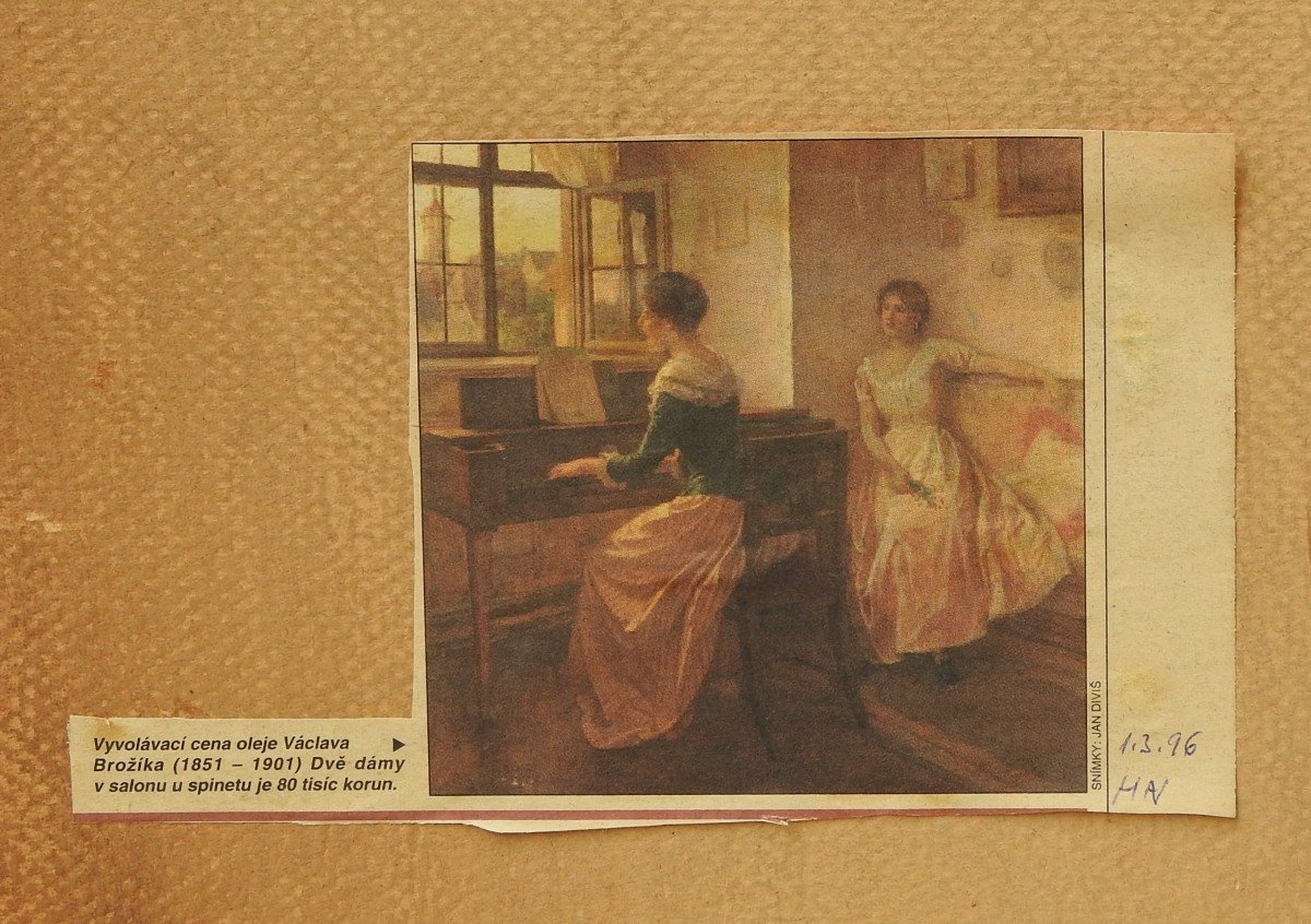 Czech Painter Václav Brožík (1851 - 1901 Paris) "man And Girl With A Book"-photo-2