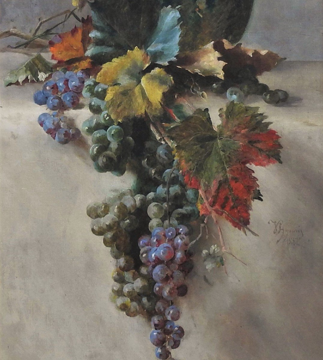 Czech Painter Vojtěch Hynais 1854 Vienna– 1925 Prague "still Life With Grapes"-photo-4