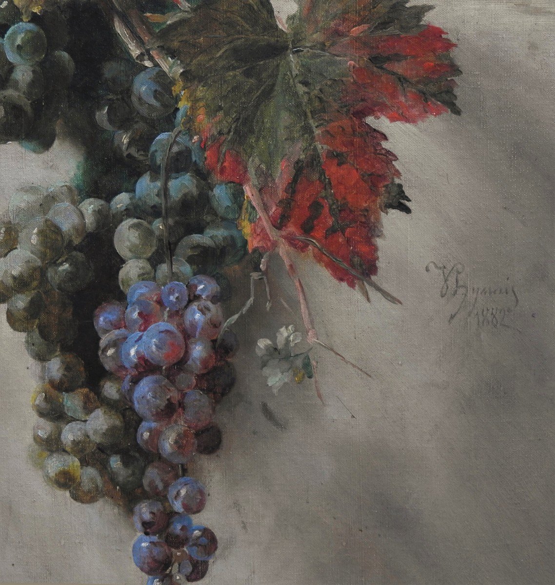 Czech Painter Vojtěch Hynais 1854 Vienna– 1925 Prague "still Life With Grapes"-photo-1
